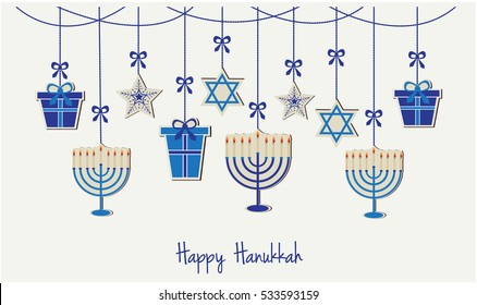 Happy Hanukkah greeting card or background. vector illustration.