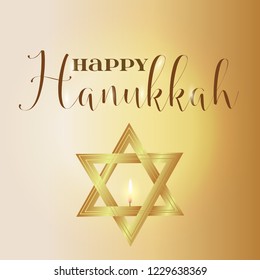 Happy Hanukkah greeting card with David Star. Happy Hanukkah background. Elegant greeting card.