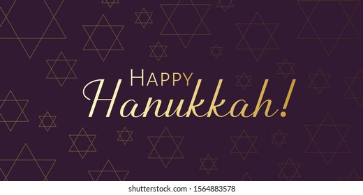 Happy Hanukkah Greeting card with  David stars. Vector illustration for Jewish holidays