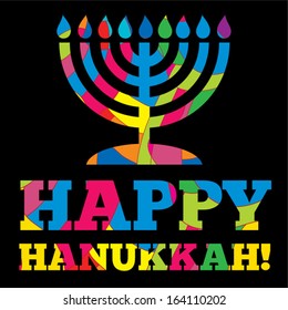 Happy Hanukkah greeting card design. Vector illustration. 