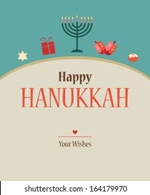 Happy Hanukkah greeting card design.