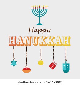 Happy Hanukkah greeting card design.