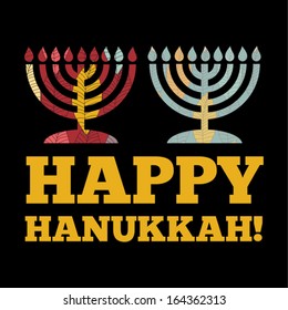 Happy Hanukkah greeting card design. Vector illustration.