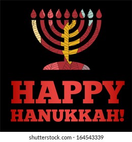 Happy Hanukkah greeting card design. Vector illustration. 
