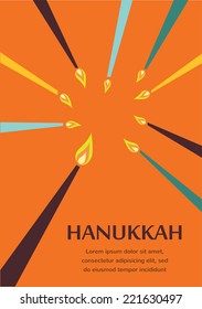 Happy Hanukkah greeting card design, jewish holiday.  Vector illustration