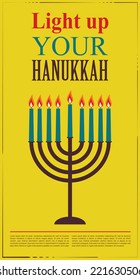 Happy Hanukkah greeting card design, jewish holiday.  Vector illustration