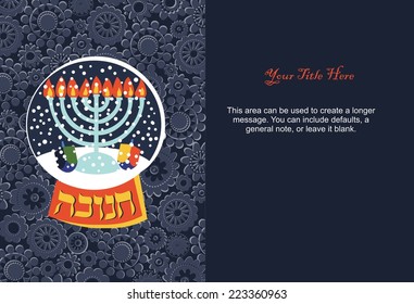 Happy Hanukkah greeting card design. Vector illustration