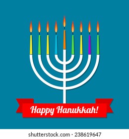 Happy Hanukkah greeting card design. Vector illustration
