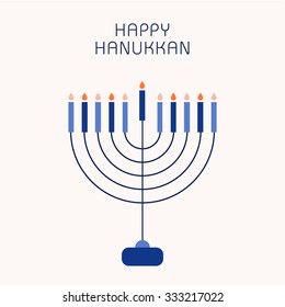 Happy Hanukkah greeting card design. Vector illustration.