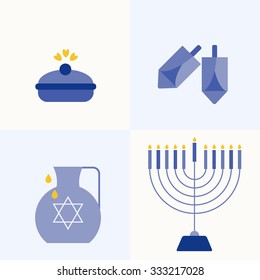 Happy Hanukkah greeting card design. Vector illustration.