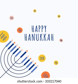 Happy Hanukkah greeting card design. Vector illustration.