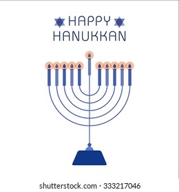 Happy Hanukkah greeting card design. Vector illustration.