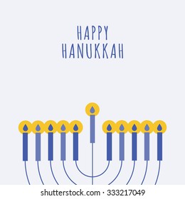 Happy Hanukkah greeting card design. Vector illustration.