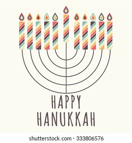 Happy Hanukkah greeting card design. Vector illustration.