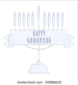 Happy Hanukkah greeting card design. Vector illustration.