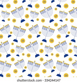 Happy Hanukkah greeting card design. Vector illustration.