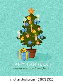 Happy Hanukkah greeting card design, jewish holiday. Vector illustration