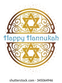 Happy Hanukkah greeting card design, jewish holiday