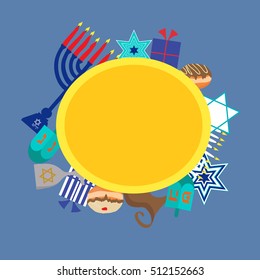 Happy Hanukkah greeting card design. Vector illustration. mockup