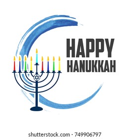 Happy Hanukkah greeting card design. Vector illustration