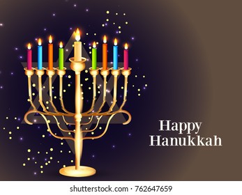 Happy Hanukkah Greeting Card Design,Jewish Holiday.