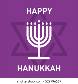 Happy Hanukkah Greeting Card Minimal Color Flat Line Stroke Icon Pictogram Symbol Illustration