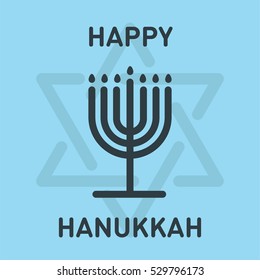 Happy Hanukkah Greeting Card Minimal Color Flat Line Stroke Icon Pictogram Symbol Illustration