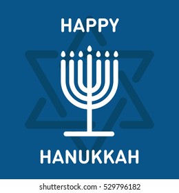 Happy Hanukkah Greeting Card Minimal Color Flat Line Stroke Icon Pictogram Symbol Illustration