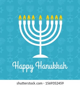 Happy Hanukkah greeting card. Vector illustration
