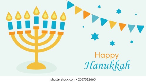 Happy Hanukkah, greeting card. Vector illustration.