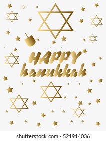 Happy Hanukkah greeting card. Vector illustration
