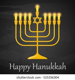 Happy Hanukkah greeting card. Vector illustration