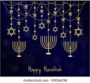 Happy Hanukkah Greeting card. vector illustration.