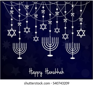 Happy Hanukkah Greeting card. vector illustration.