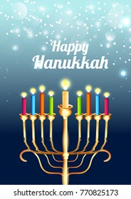 Happy Hanukkah Greeting Card,Invitation Card Design,Jewish Holiday.