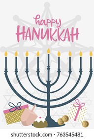 Happy Hanukkah greeting cards, flyer, poster. Hanukkah card of templates for your invitation design. Editable vector illustration