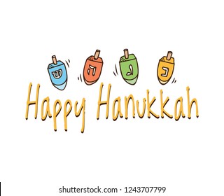 Happy Hanukkah greeting in doodle style