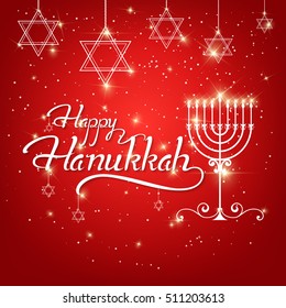 Happy Hanukkah greeting lettering