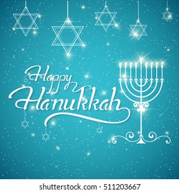 Happy Hanukkah greeting lettering