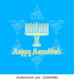 Happy Hanukkah Greeting Vector Card Design