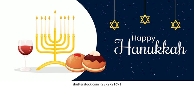 Happy Hanukkah greeting vertical banner