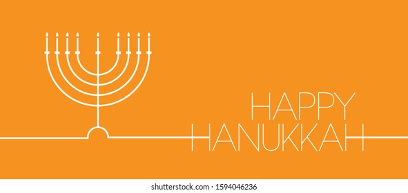 Happy Hanukkah - hand drawn lettering yellow background. Flat vector illustration for cards, greetings, invitations, posters, flyers, leaflets, seasonal design and decoration, prints, web.