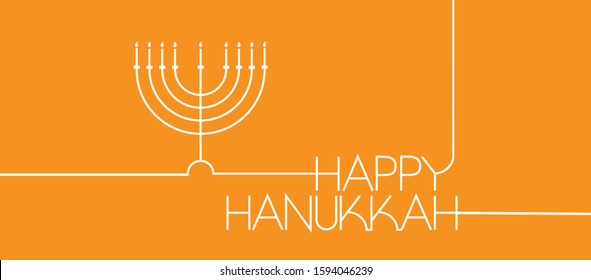 Happy Hanukkah - hand drawn lettering yellow background. Flat vector illustration for cards, greetings, invitations, posters, flyers, leaflets, seasonal design and decoration, prints, web.