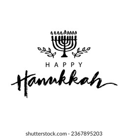 Happy Hanukkah. Hand drawn lettering. Vector illustration.
