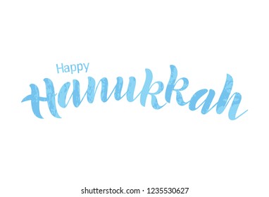 Happy hanukkah handmade lettering, calligraphy for banner, poster, greeting card or celebration design. Vector illustration. Jewish holiday. Hand sketched lettering. EPS 10.