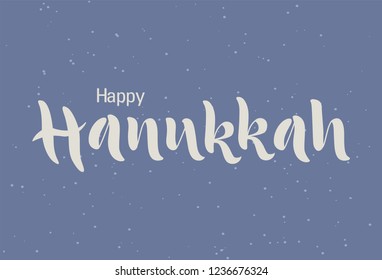 Happy hanukkah handmade lettering, calligraphy for banner, poster, greeting card or celebration design. Vector illustration. Jewish holiday. Hand sketched lettering. EPS 10.
