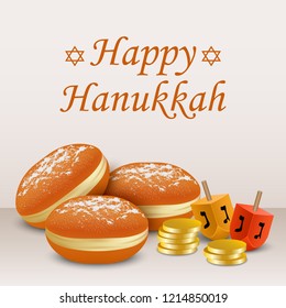 Happy hanukkah holiday concept background. Realistic illustration of happy hanukkah holiday vector concept background for web design