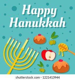 Happy hanukkah holiday concept background. Flat illustration of happy hanukkah holiday vector concept background for web design