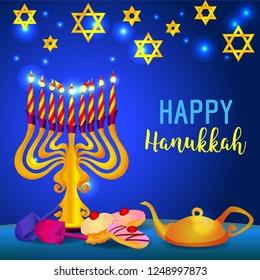 Happy hanukkah holiday concept background. Cartoon illustration of happy hanukkah holiday vector concept background for web design