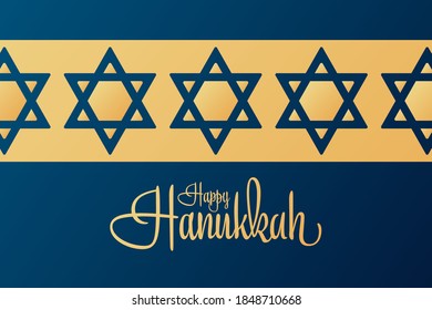 Happy Hanukkah. Holiday concept. Template for background, banner, card, poster with text inscription. Vector EPS10 illustration